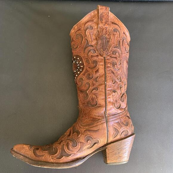 Corral Boots Western Heart Embroidery Zipper Women’s Size 6.5 M - Picture 6 of 9